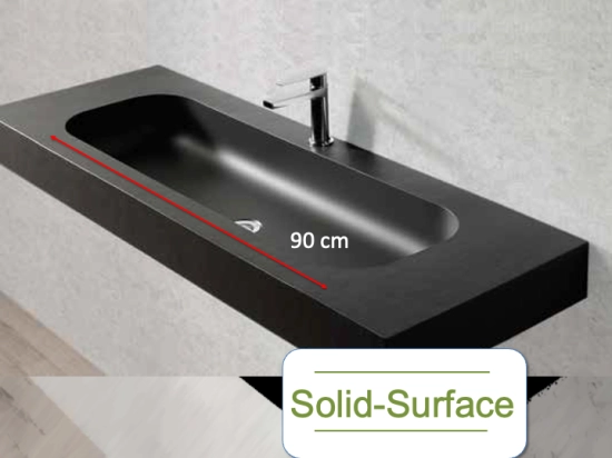 Plan vasque suspendu, double lavabo 90 cm de large, angle arrondi, L. 100 à 200 cm x 40 à 60 cm, résine ACRYSTONE® SOLID-SURFACE Finition lisse, Livraison Offerte et Rapide.